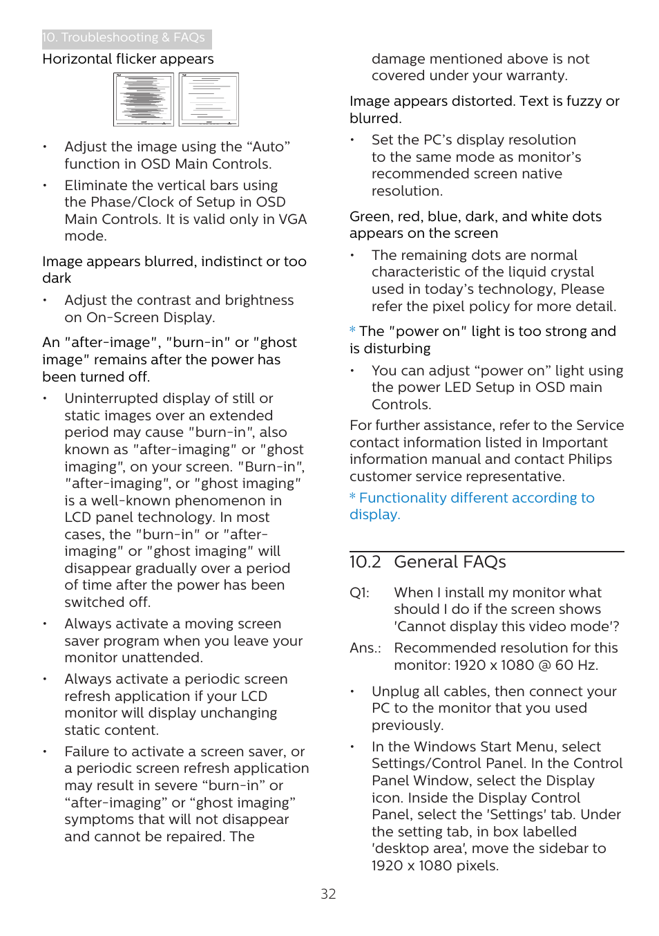 2 general faqs | Philips 242B1H 23.8" 16:9 Adaptive-Sync IPS Monitor User Manual | Page 34 / 38