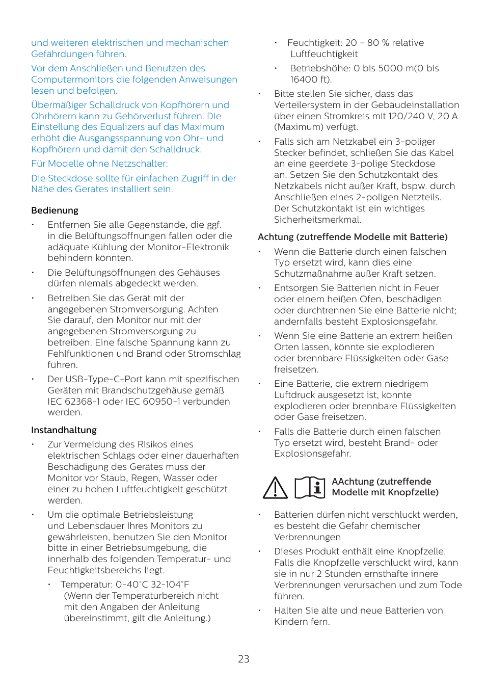 Philips 6000 Series 44.5" SuperWide 32:9 1440p HDR Curved Business Monitor User Manual | Page 23 / 108