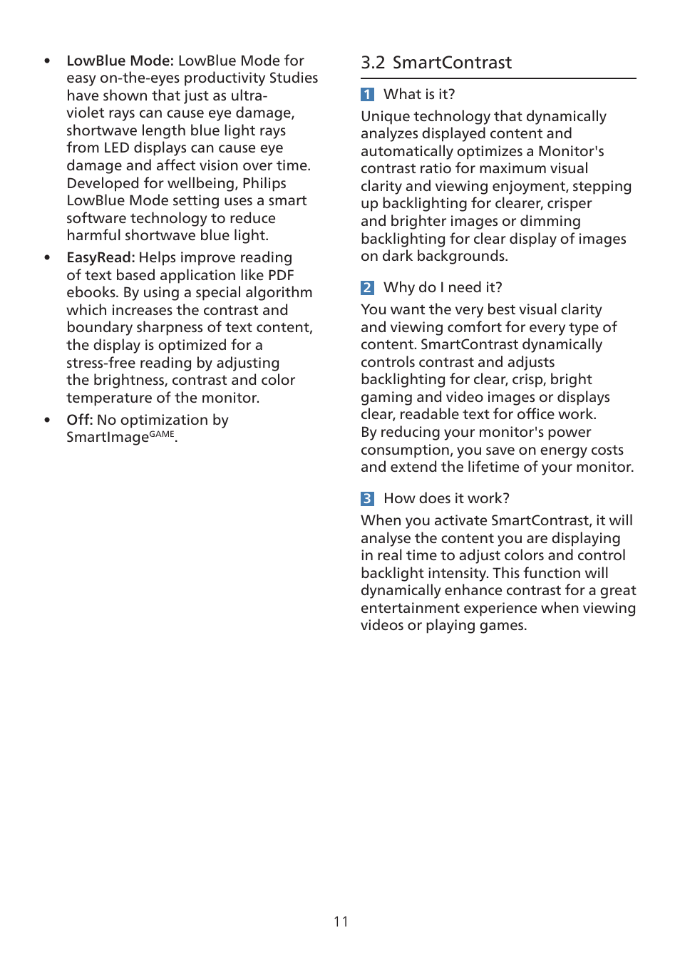 2 smartcontrast | Philips 32E1N3100LA 31.5" Monitor User Manual | Page 13 / 29