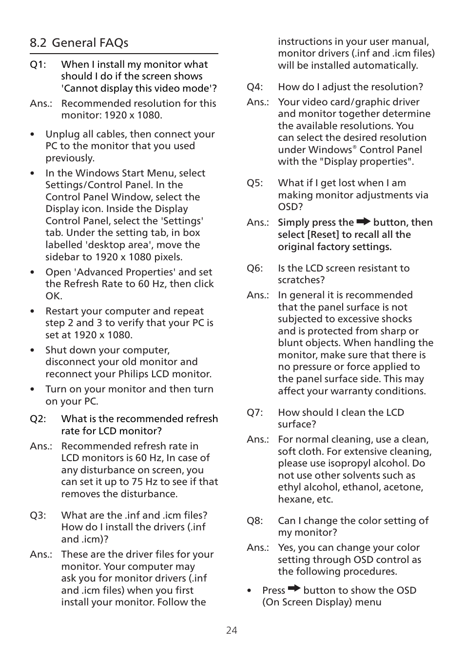 2 general faqs | Philips 32E1N3100LA 31.5" Monitor User Manual | Page 26 / 29