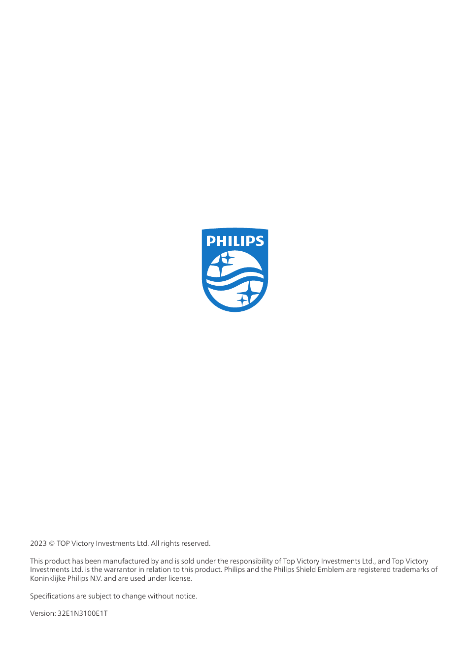 Philips 32E1N3100LA 31.5" Monitor User Manual | Page 29 / 29
