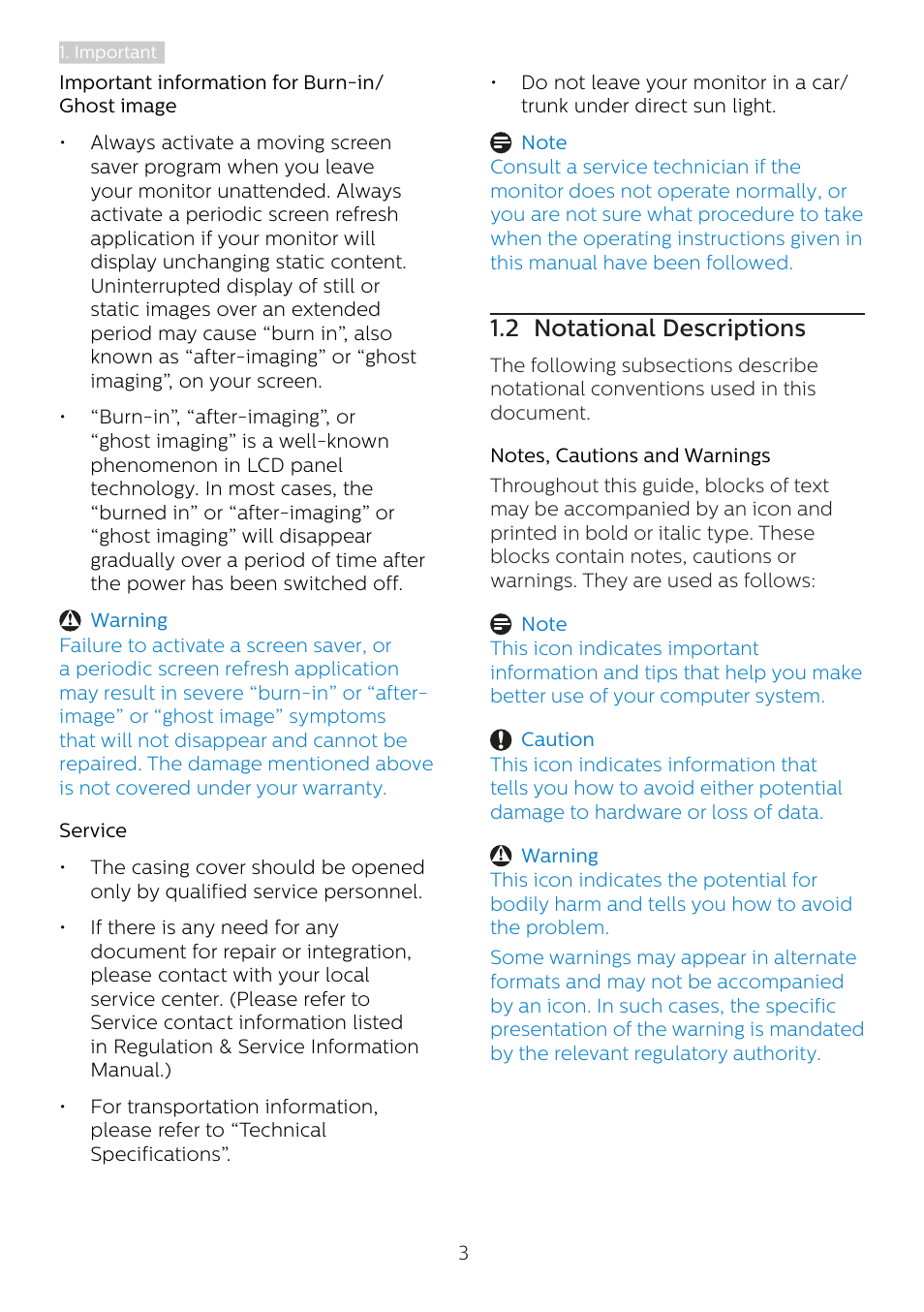 2 notational descriptions | Philips 498P9Z 48.8" 1440p HDR Curved Monitor User Manual | Page 5 / 34