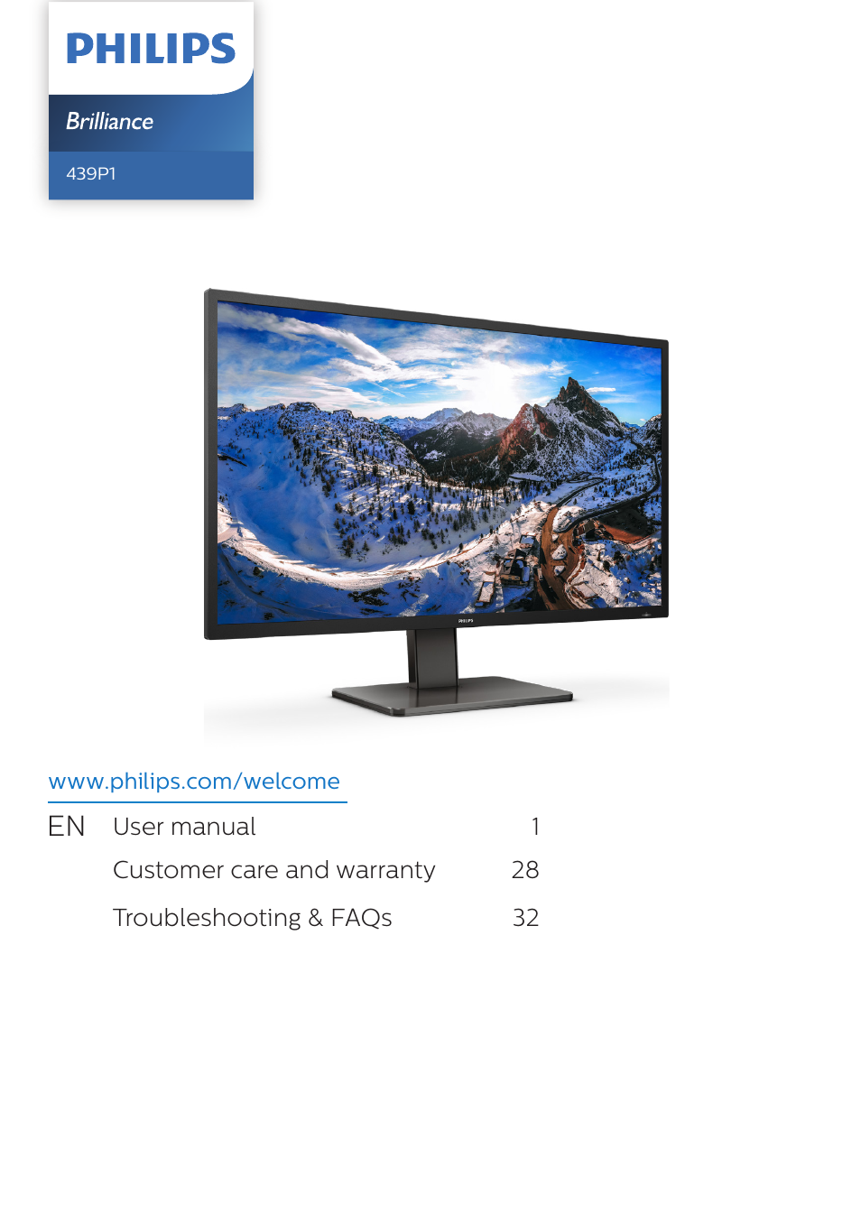 Philips 439P1 42.5" 4K HDR USB Type-C Docking Monitor User Manual | 39 pages