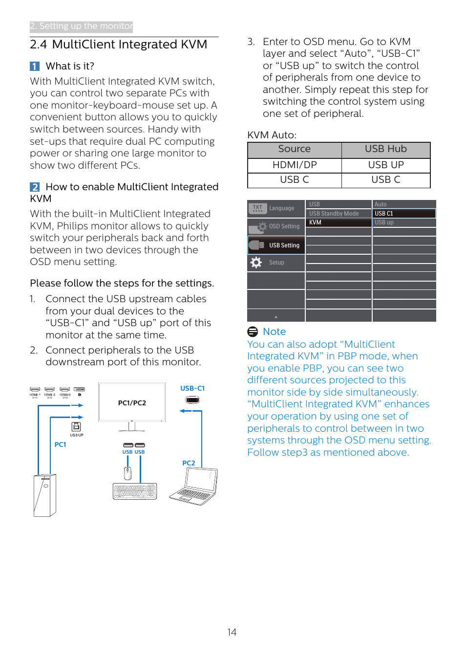 4 multiclient integrated kvm | Philips 439P1 42.5" 4K HDR USB Type-C Docking Monitor User Manual | Page 16 / 39