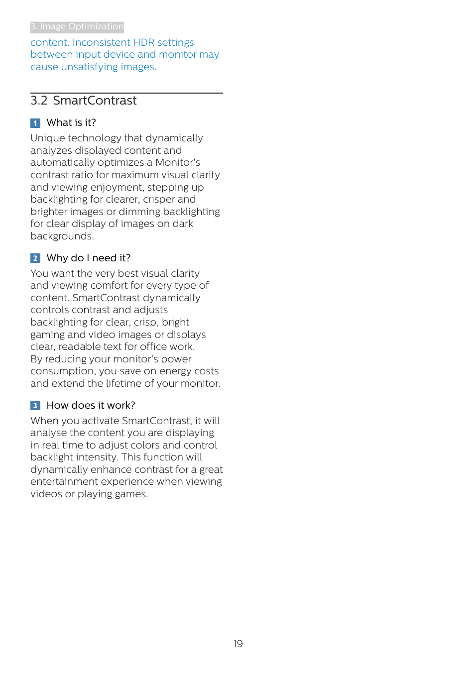 2 smartcontrast | Philips 439P1 42.5" 4K HDR USB Type-C Docking Monitor User Manual | Page 21 / 39