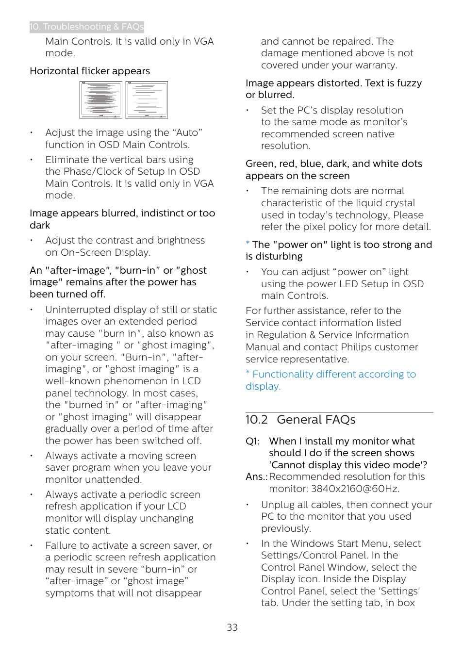 2 general faqs | Philips 439P1 42.5" 4K HDR USB Type-C Docking Monitor User Manual | Page 35 / 39