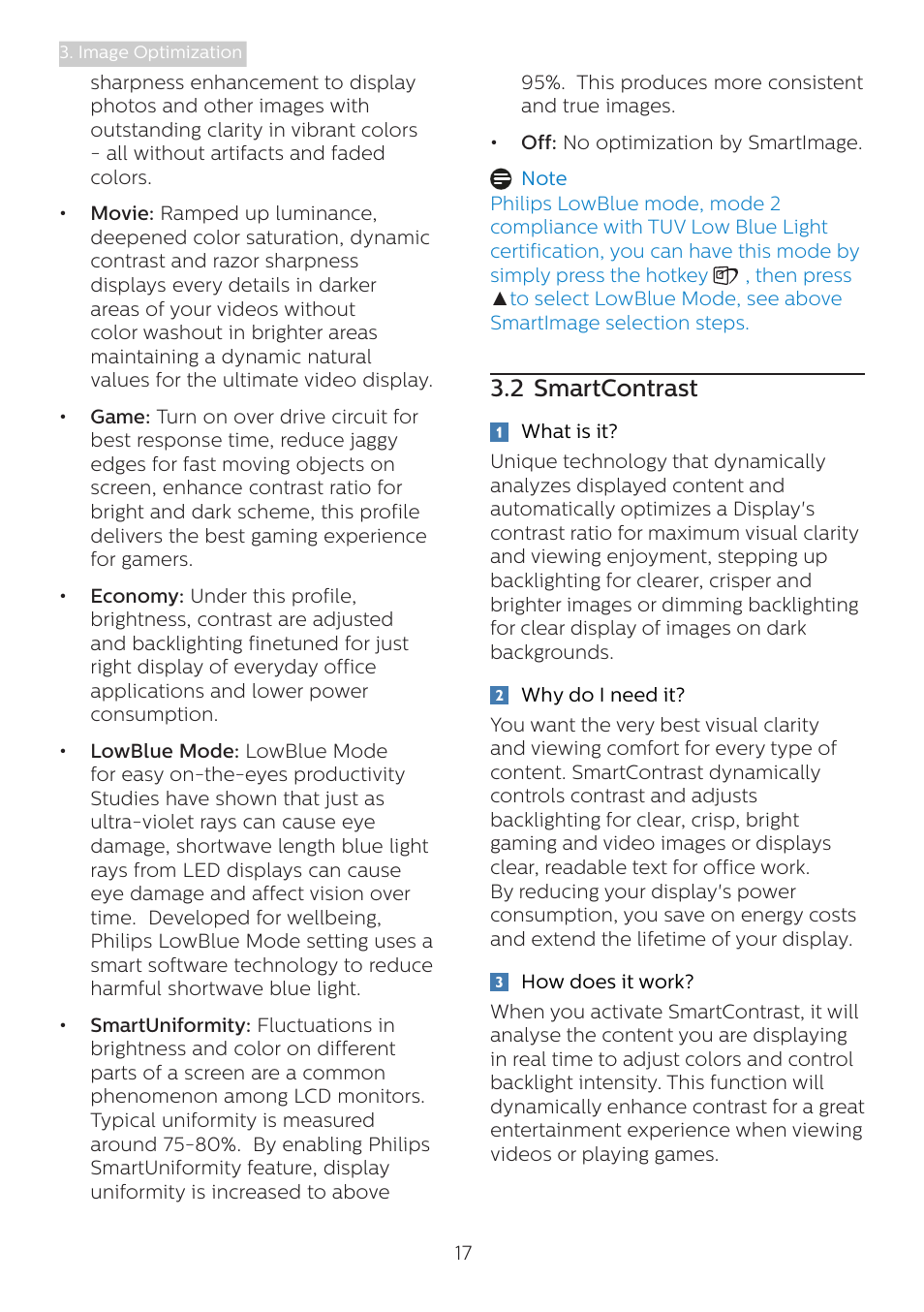 2 smartcontrast | Philips 346B1C 34" 21:9 Curved USB Type-C Docking LCD Monitor User Manual | Page 19 / 38