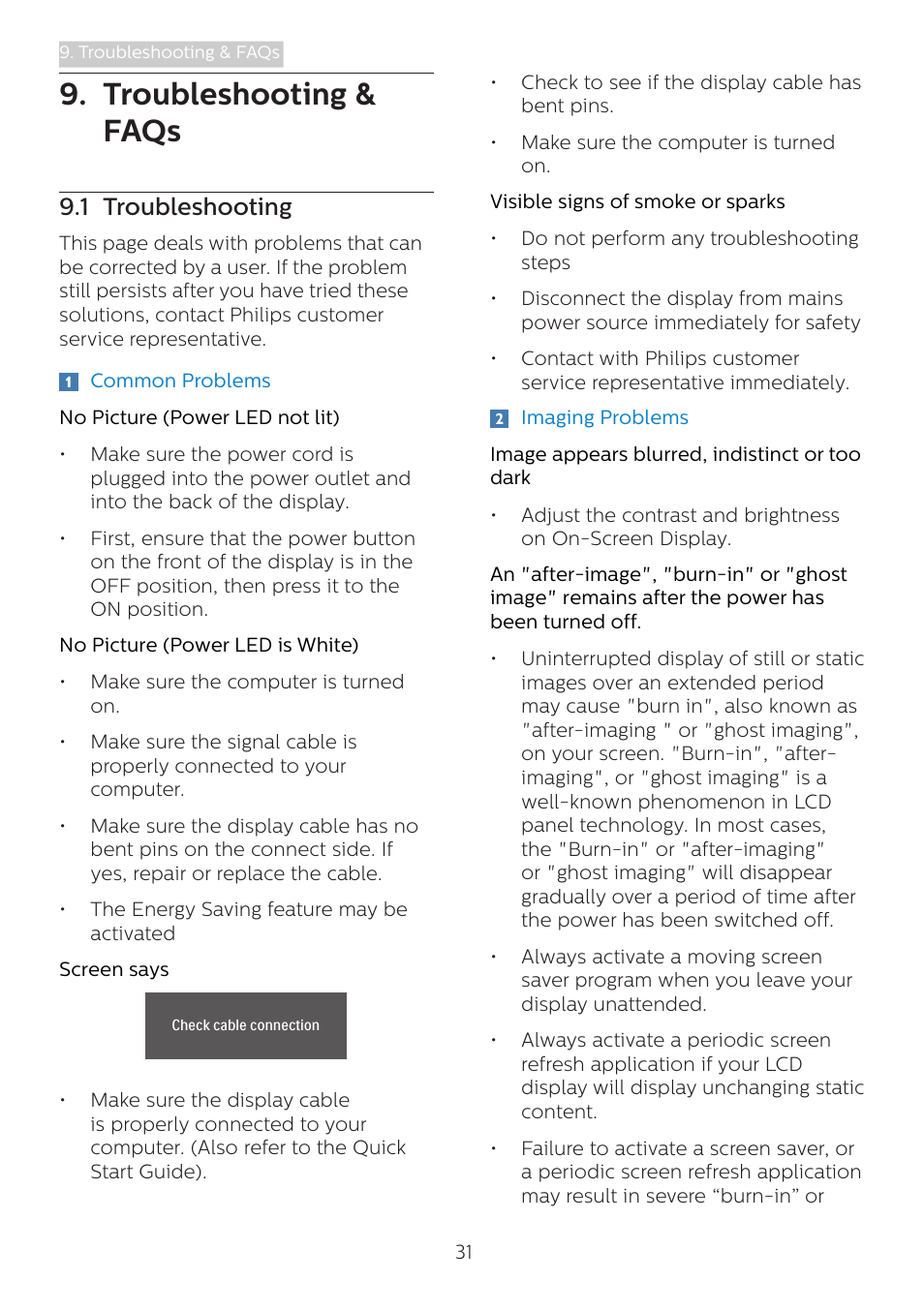 Troubleshooting & faqs, 1 troubleshooting | Philips 346B1C 34" 21:9 Curved USB Type-C Docking LCD Monitor User Manual | Page 33 / 38