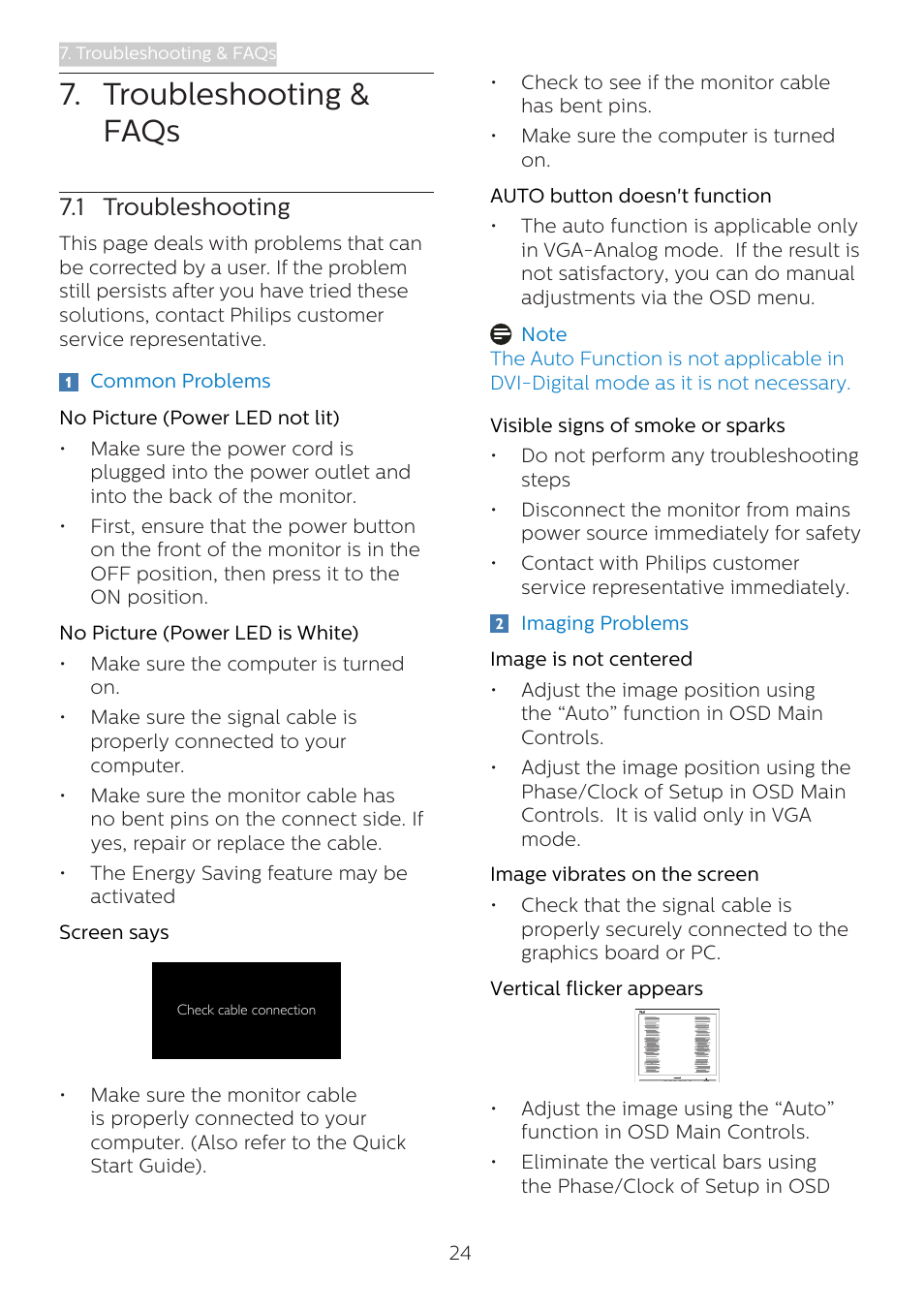 Troubleshooting & faqs, 1 troubleshooting | Philips 273V7QJAB 27" 16:9 IPS Monitor User Manual | Page 26 / 31