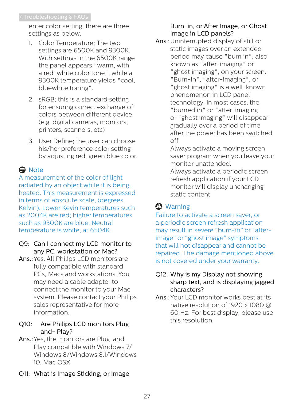 Philips 273V7QJAB 27" 16:9 IPS Monitor User Manual | Page 29 / 31