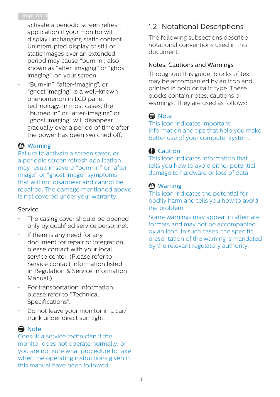 2 notational descriptions | Philips 273V7QJAB 27" 16:9 IPS Monitor User Manual | Page 5 / 31