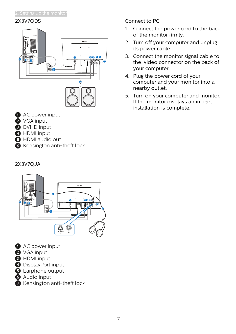 2x3v7qds | Philips 273V7QJAB 27" 16:9 IPS Monitor User Manual | Page 9 / 31