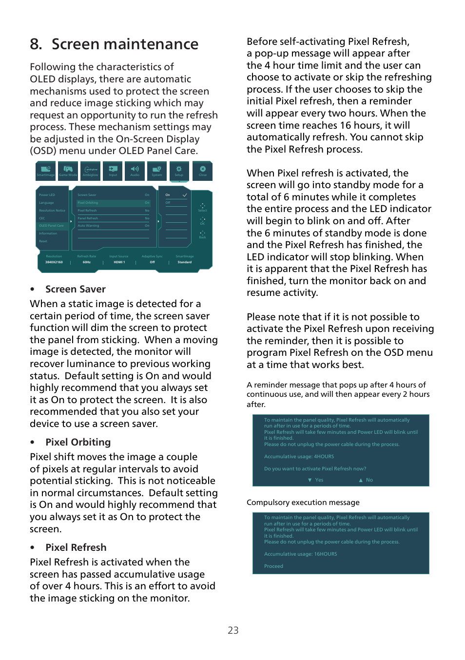 Screen maintenance | Philips 8000 41.5" 4K HDR 138 Hz Gaming Monitor (White) User Manual | Page 25 / 43