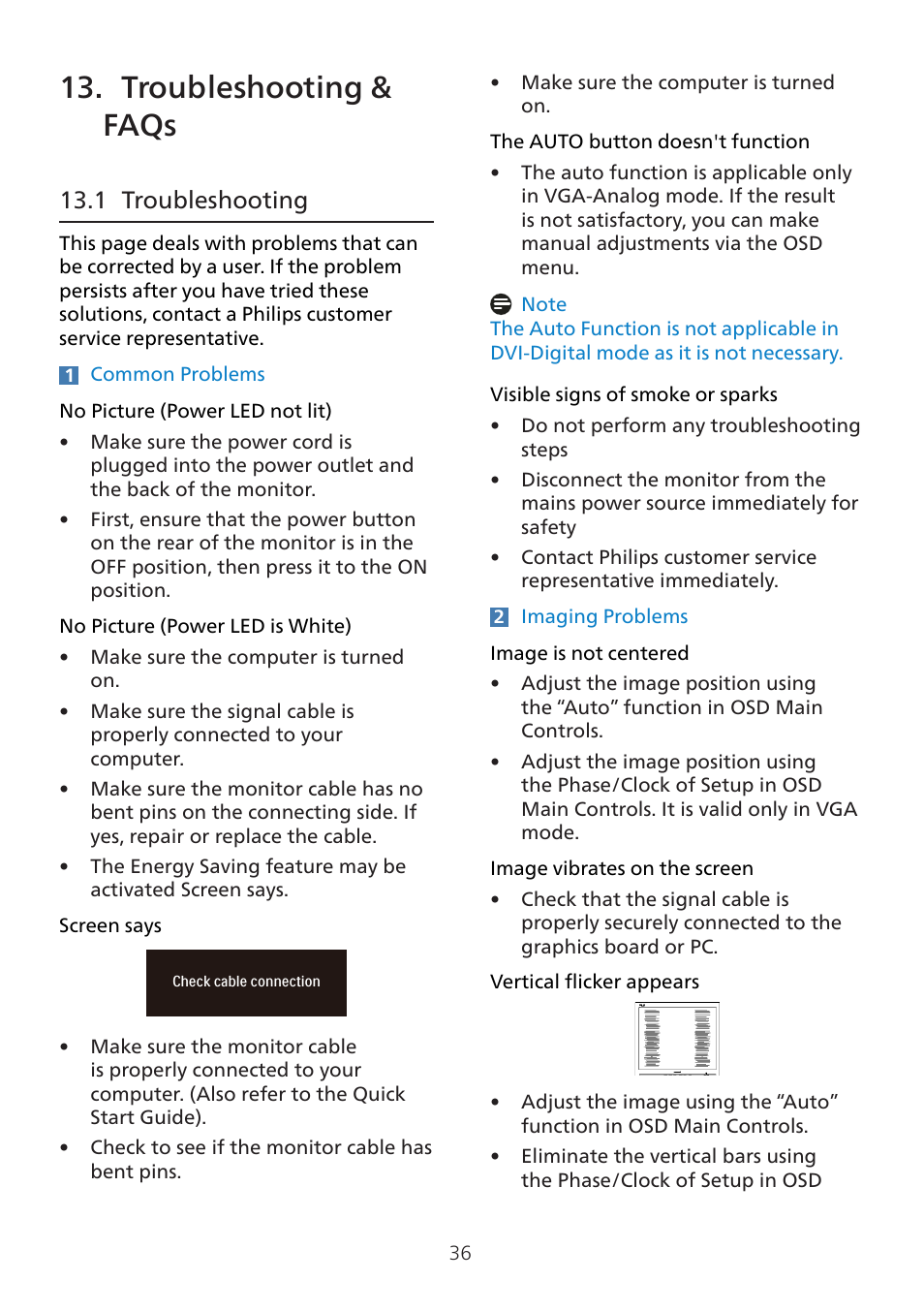 Troubleshooting & faqs, 1 troubleshooting | Philips 8000 41.5" 4K HDR 138 Hz Gaming Monitor (White) User Manual | Page 38 / 43