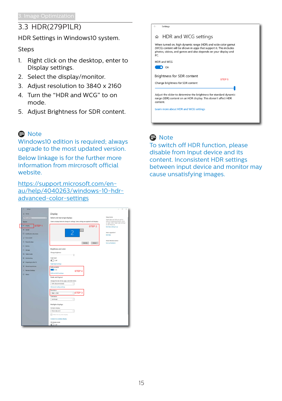 3 hdr(279p1lr) | Philips 279P1 27" 4K Monitor with USB Type-C Docking User Manual | Page 17 / 37