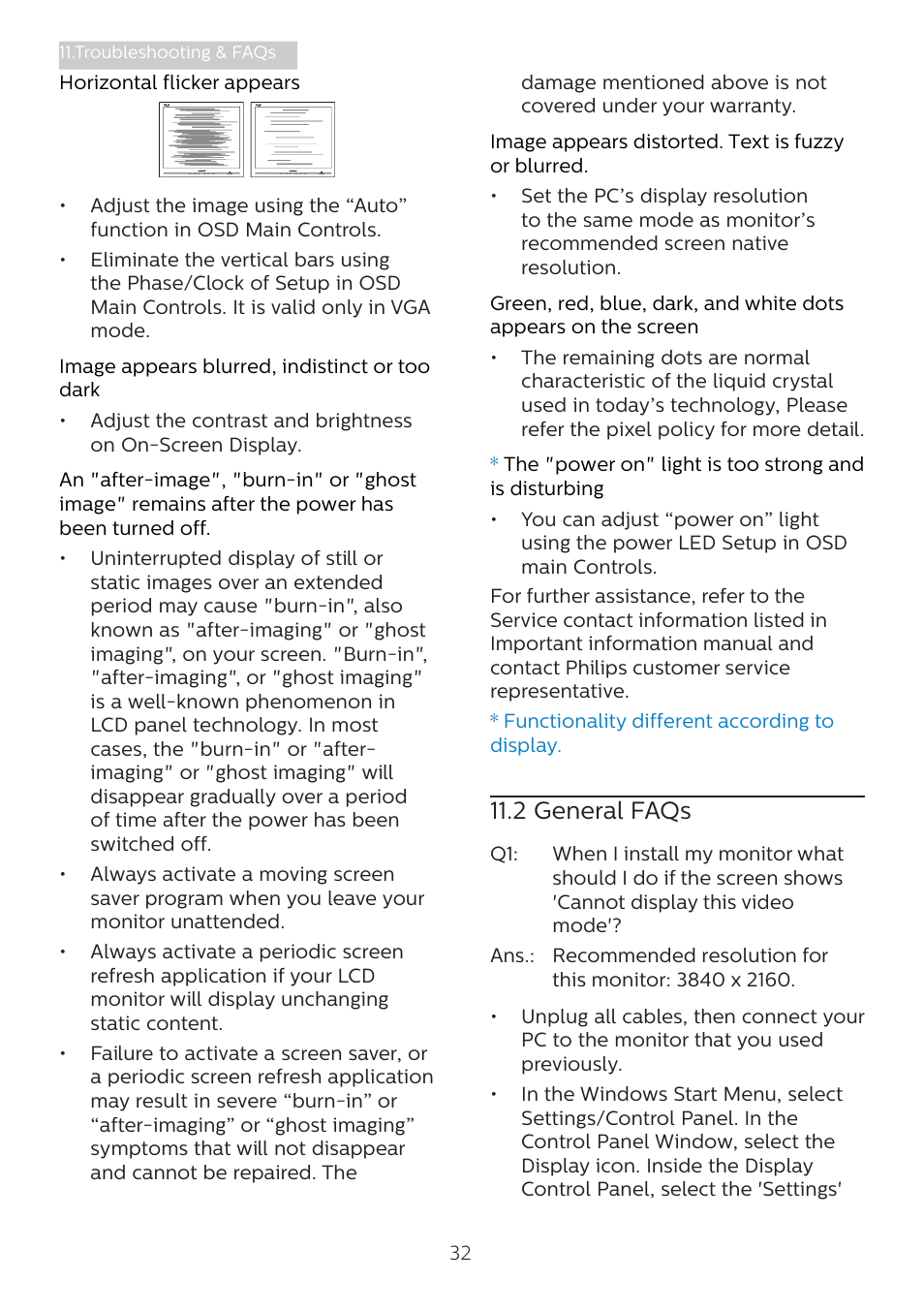 2 general faqs | Philips 279P1 27" 4K Monitor with USB Type-C Docking User Manual | Page 34 / 37