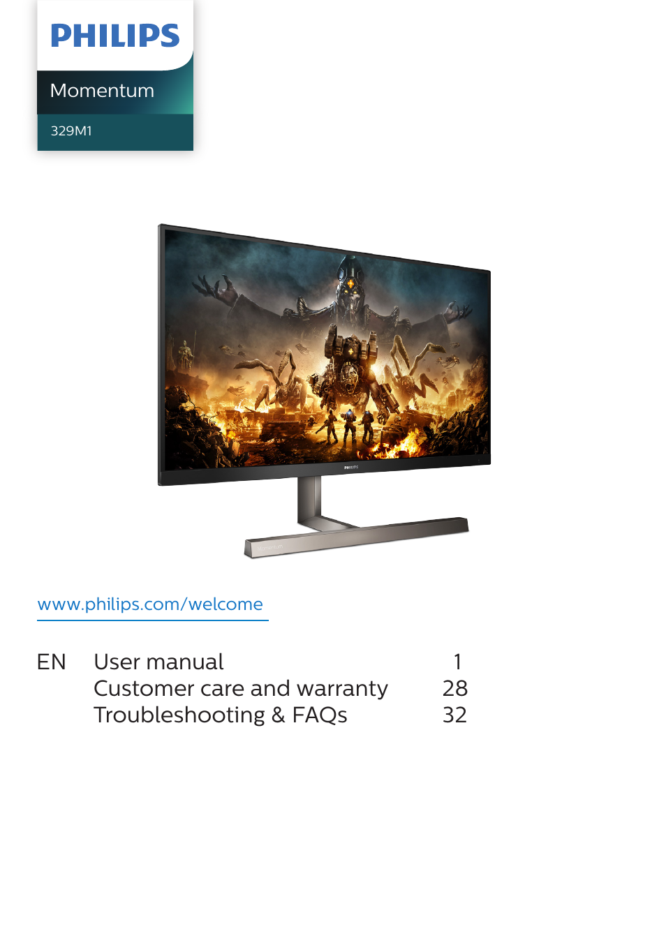 Philips Momentum 31.5" 4K HDR 144 Hz Gaming Monitor User Manual | 38 pages