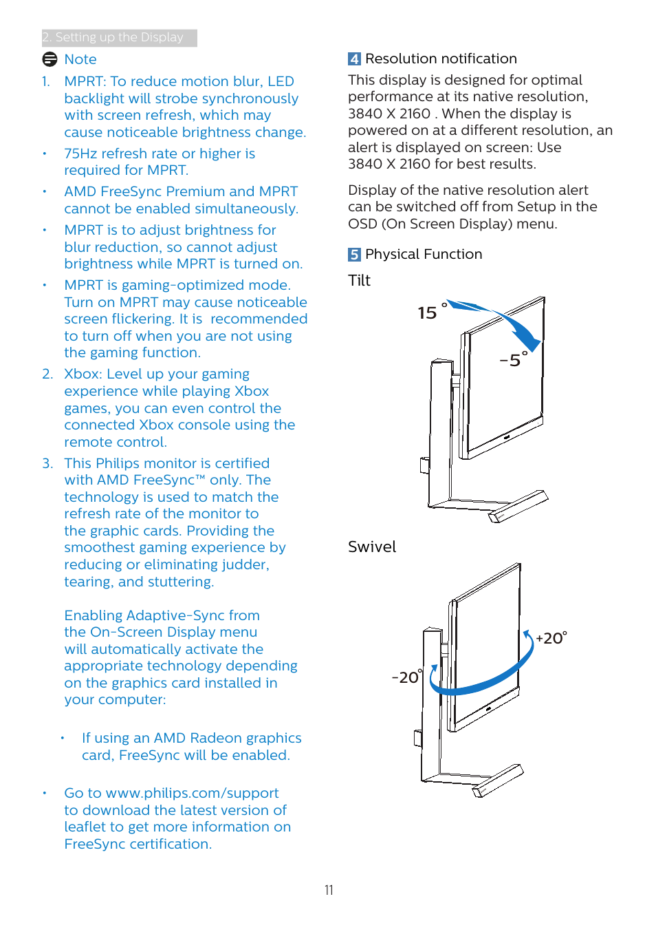 Philips Momentum 31.5" 4K HDR 144 Hz Gaming Monitor User Manual | Page 13 / 38