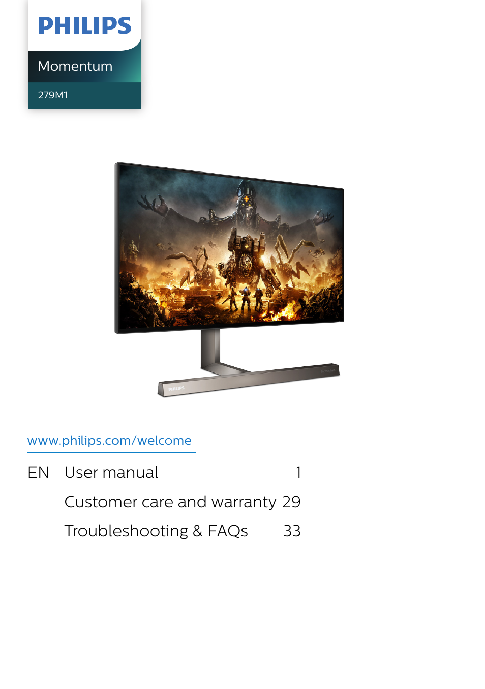 Philips Momentum 27" 4K HDR 144 Hz Gaming Monitor User Manual | 40 pages