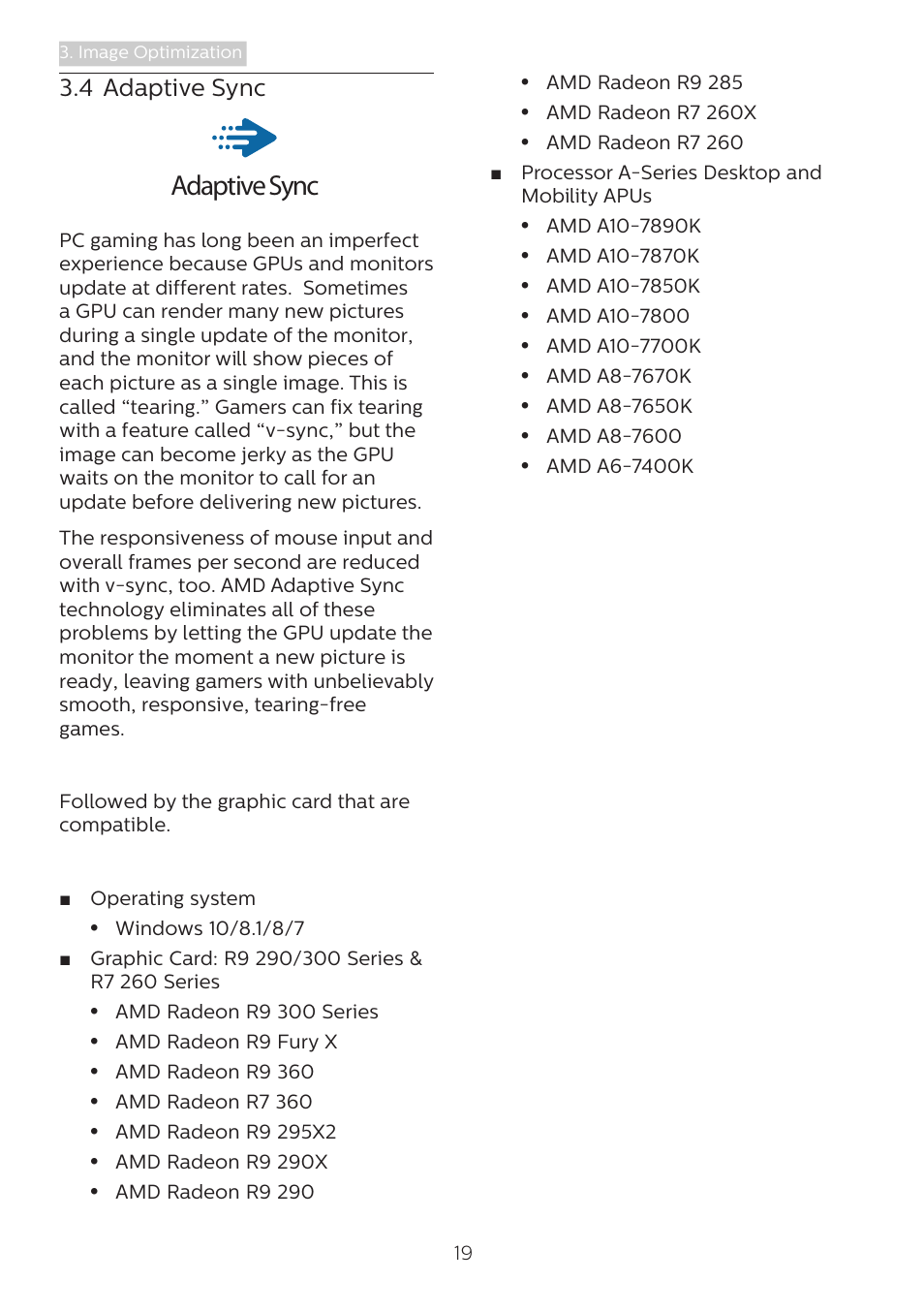 4 adaptive sync, Adaptive sync | Philips Momentum 27" 4K HDR 144 Hz Gaming Monitor User Manual | Page 21 / 40