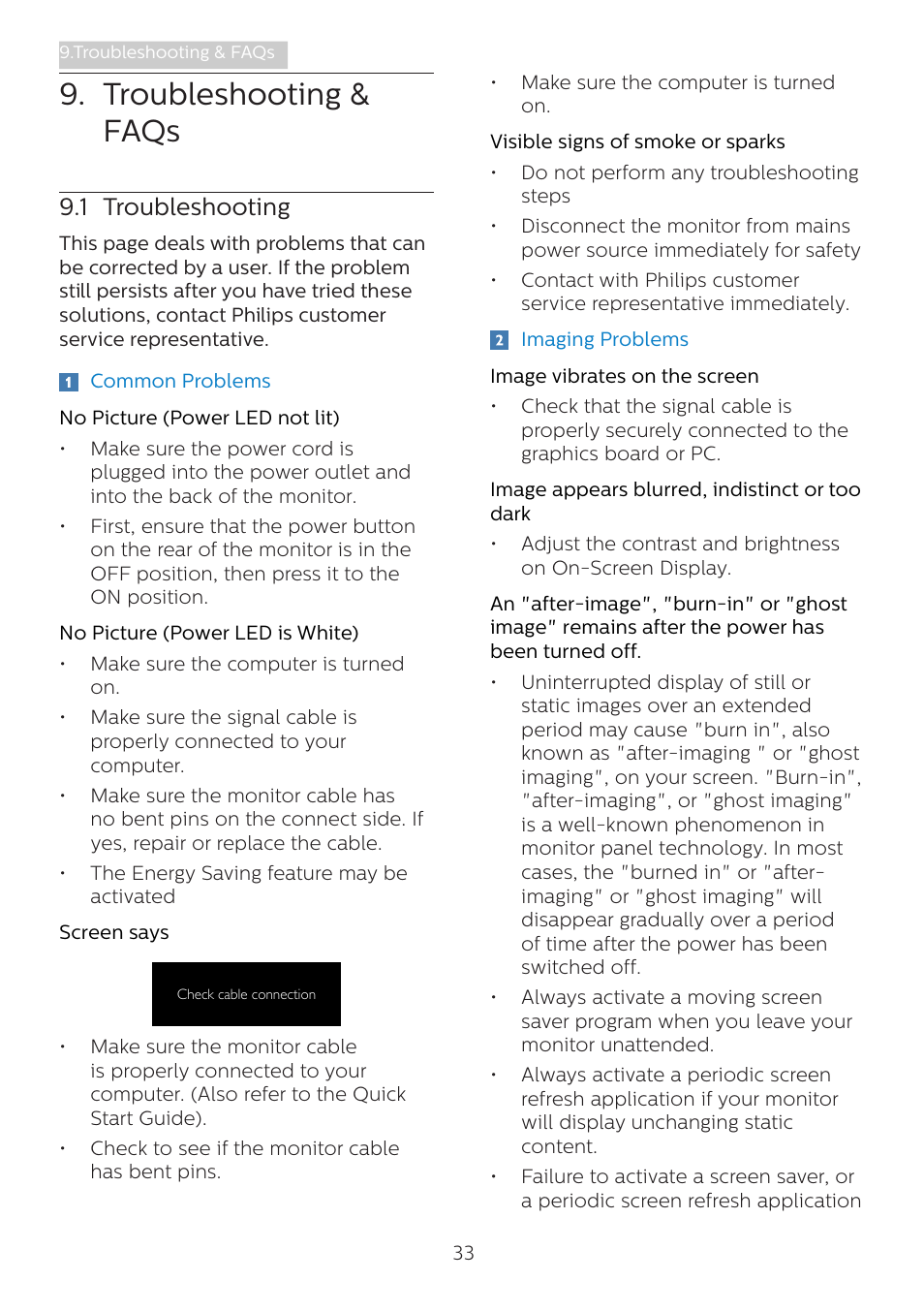 Troubleshooting & faqs, 1 troubleshooting | Philips Momentum 27" 4K HDR 144 Hz Gaming Monitor User Manual | Page 35 / 40