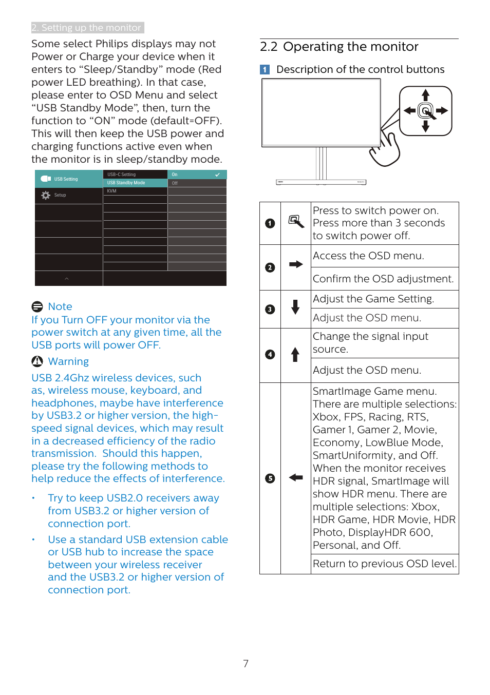 2 operating the monitor | Philips Momentum 27" 4K HDR 144 Hz Gaming Monitor User Manual | Page 9 / 40