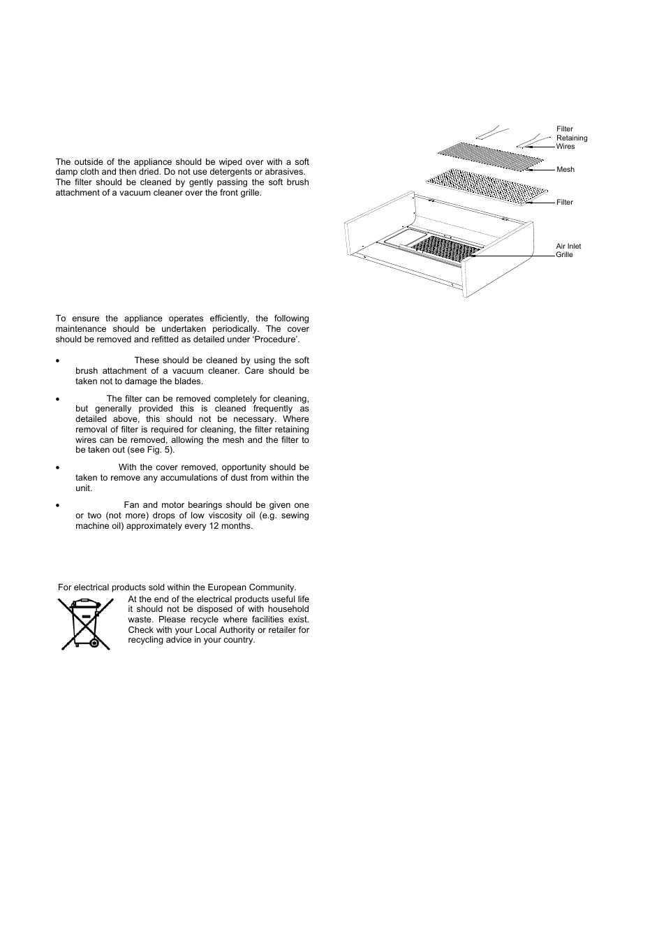 General cleaning, Service and repair, Recycling | Dimplex WFC 3NB User Manual | Page 3 / 4