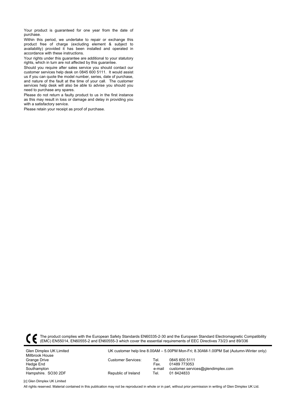 Dimplex WFC 3NB User Manual | Page 4 / 4