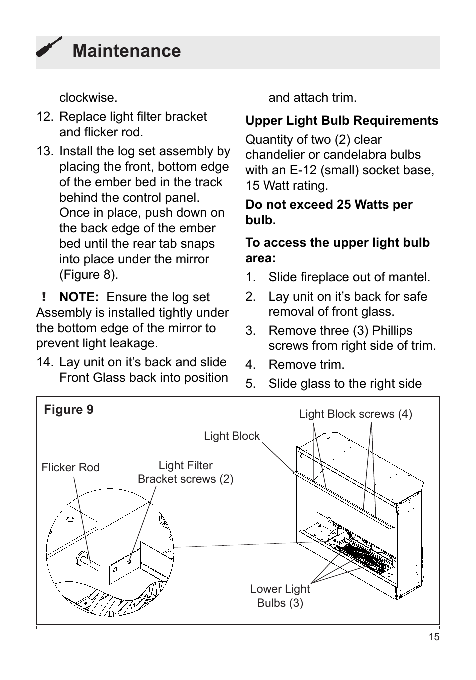 Maintenance | Dimplex DF2622SS User Manual | Page 15 / 63