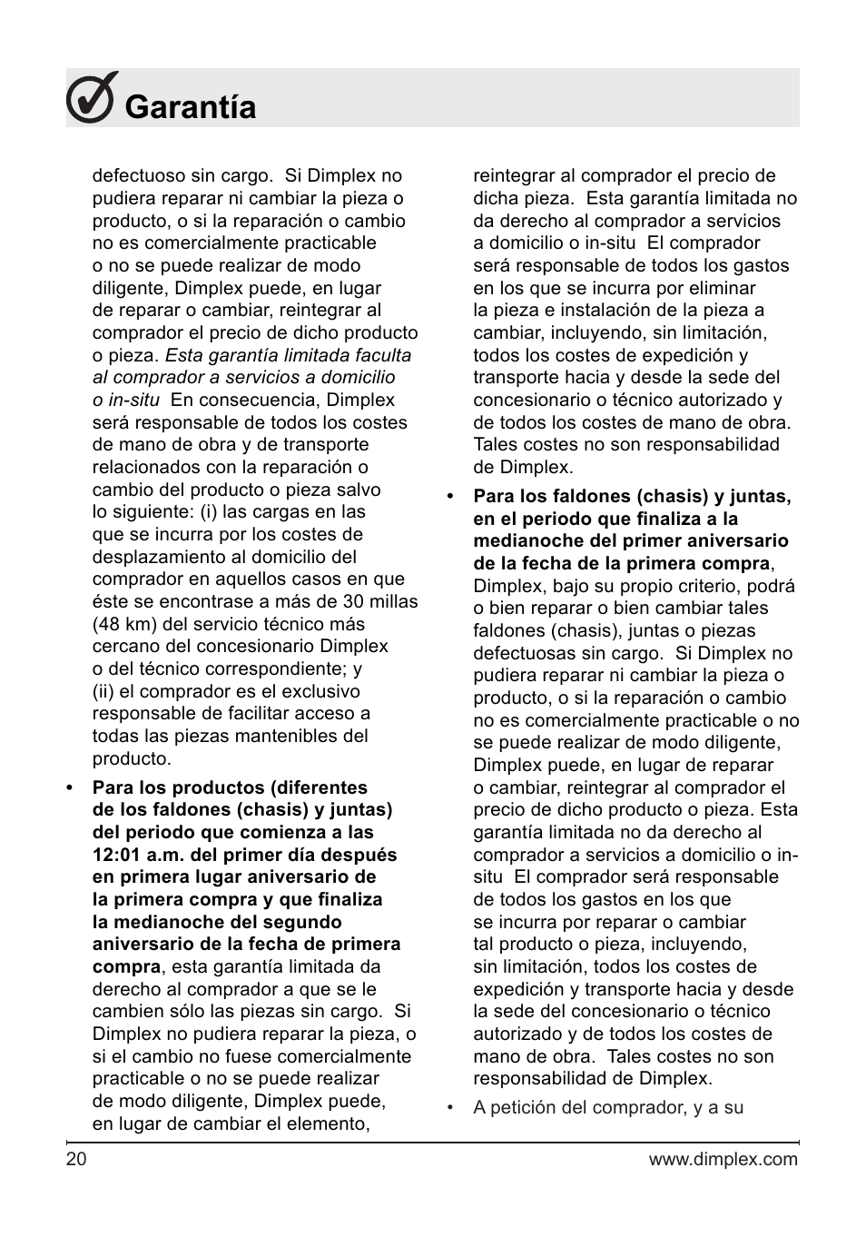 Garantía | Dimplex DF2622SS User Manual | Page 61 / 63