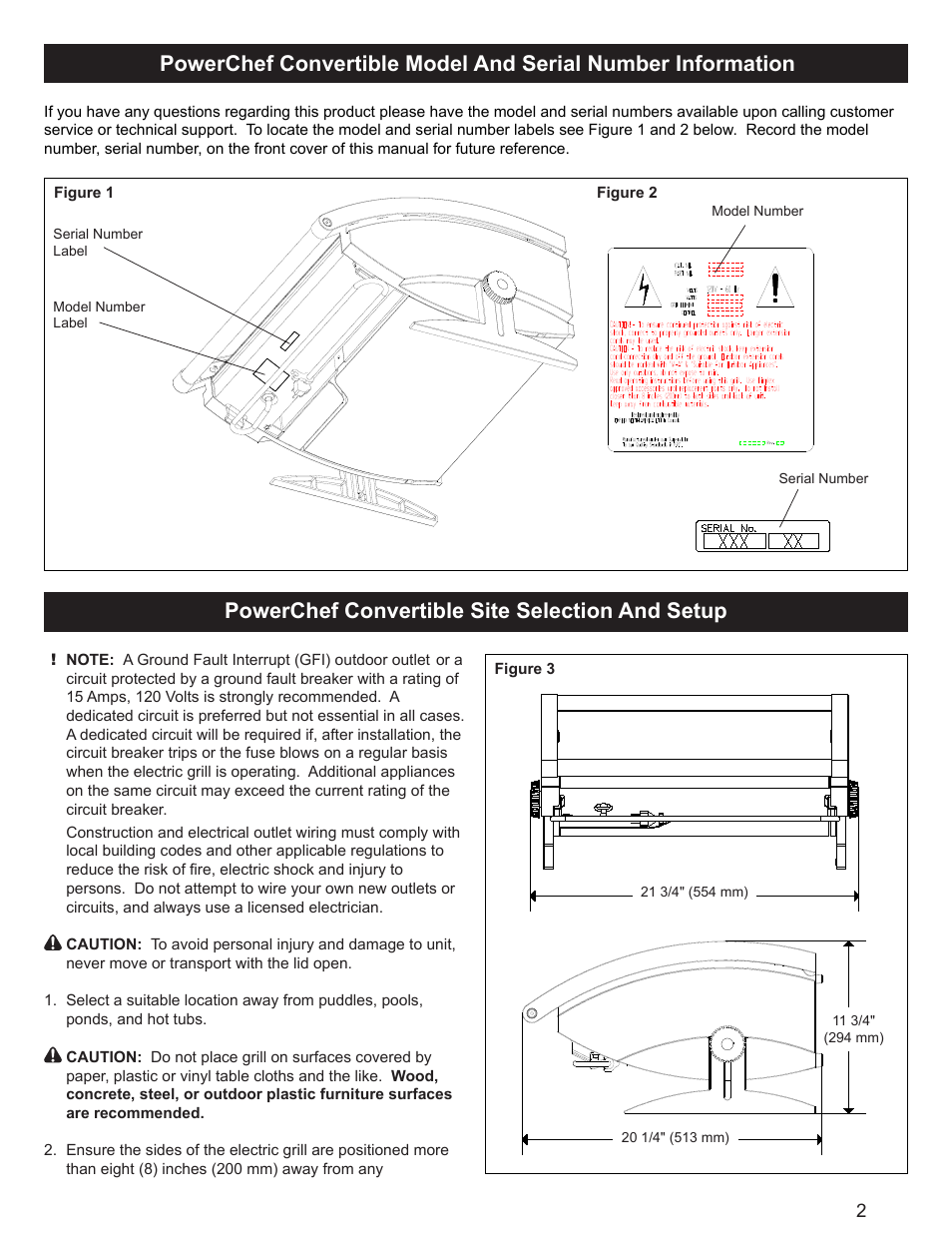 Powerchef convertible site selection and setup | Dimplex POWER CHEF CBQ-120-ELEM User Manual | Page 5 / 13