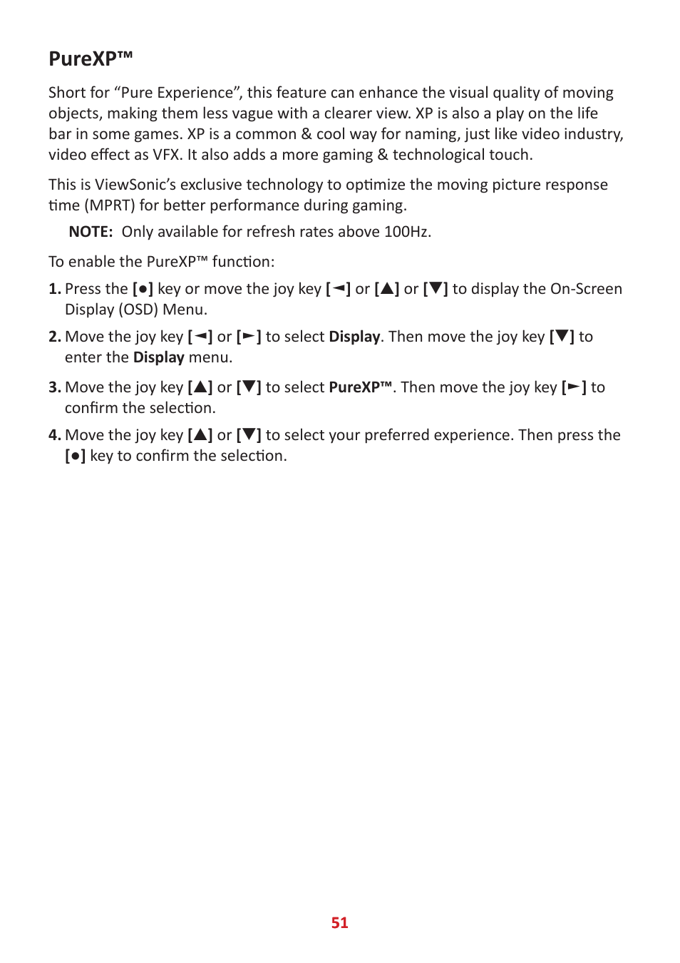 Purexp | VIEWSONIC XG320U 32" 16:9 144 Hz FreeSync IPS Gaming Monitor User Manual | Page 51 / 83