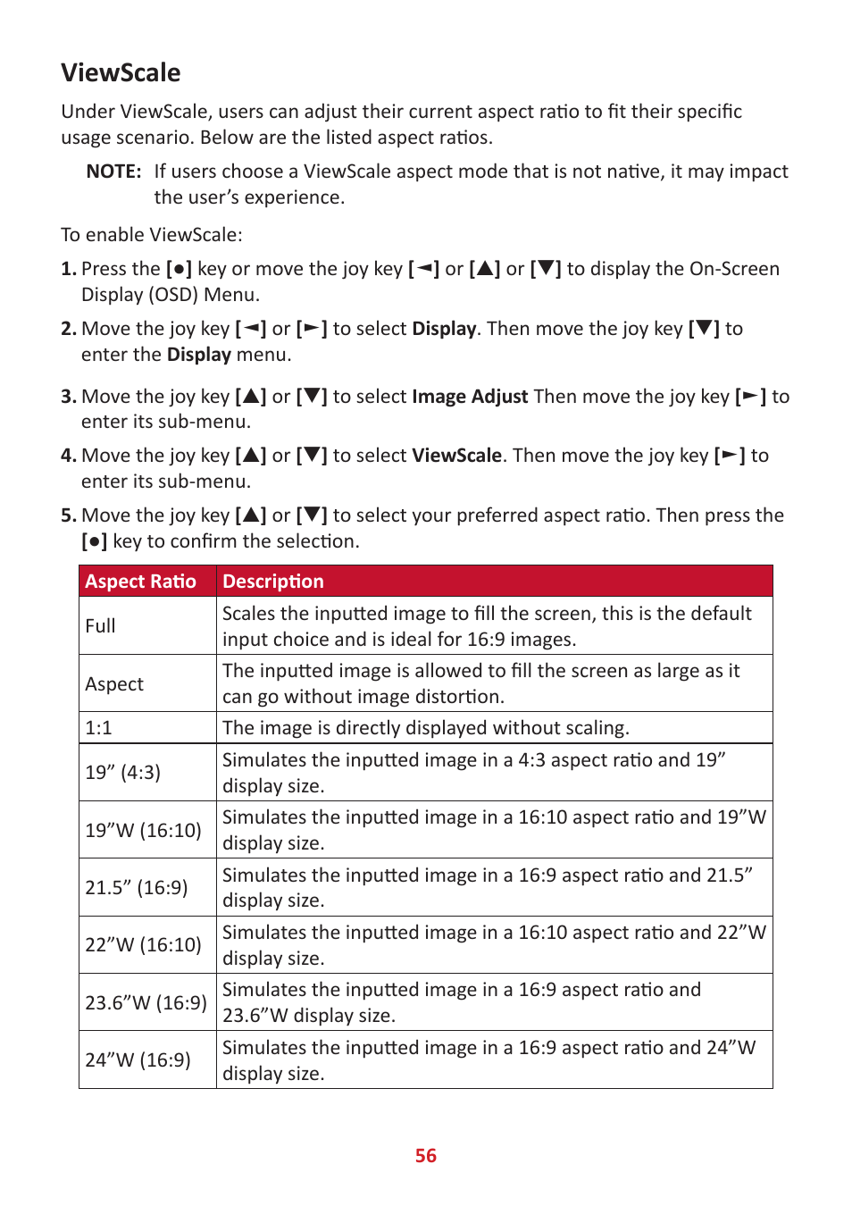 Viewscale | VIEWSONIC XG320U 32" 16:9 144 Hz FreeSync IPS Gaming Monitor User Manual | Page 56 / 83
