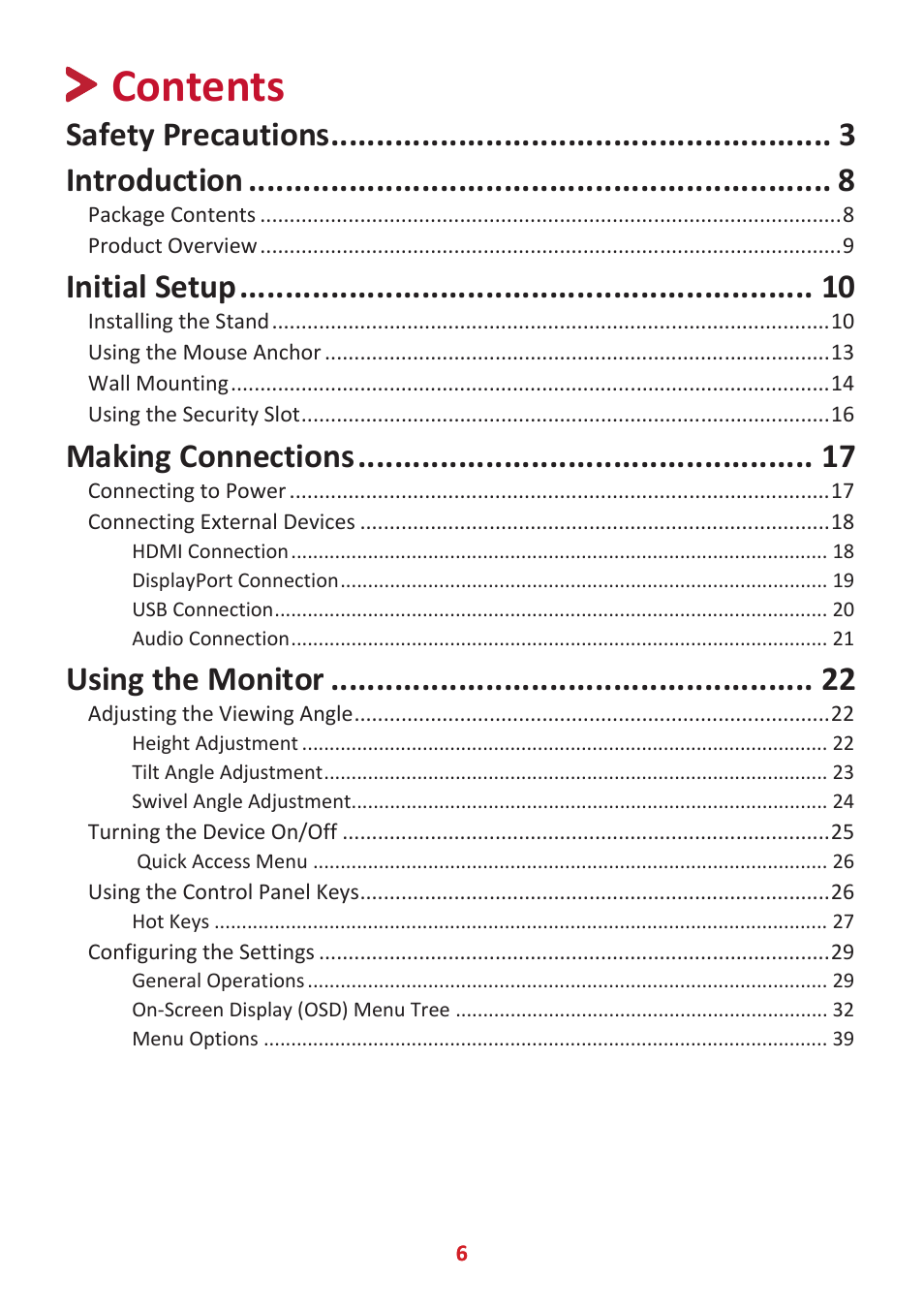 VIEWSONIC XG320U 32" 16:9 144 Hz FreeSync IPS Gaming Monitor User Manual | Page 6 / 83