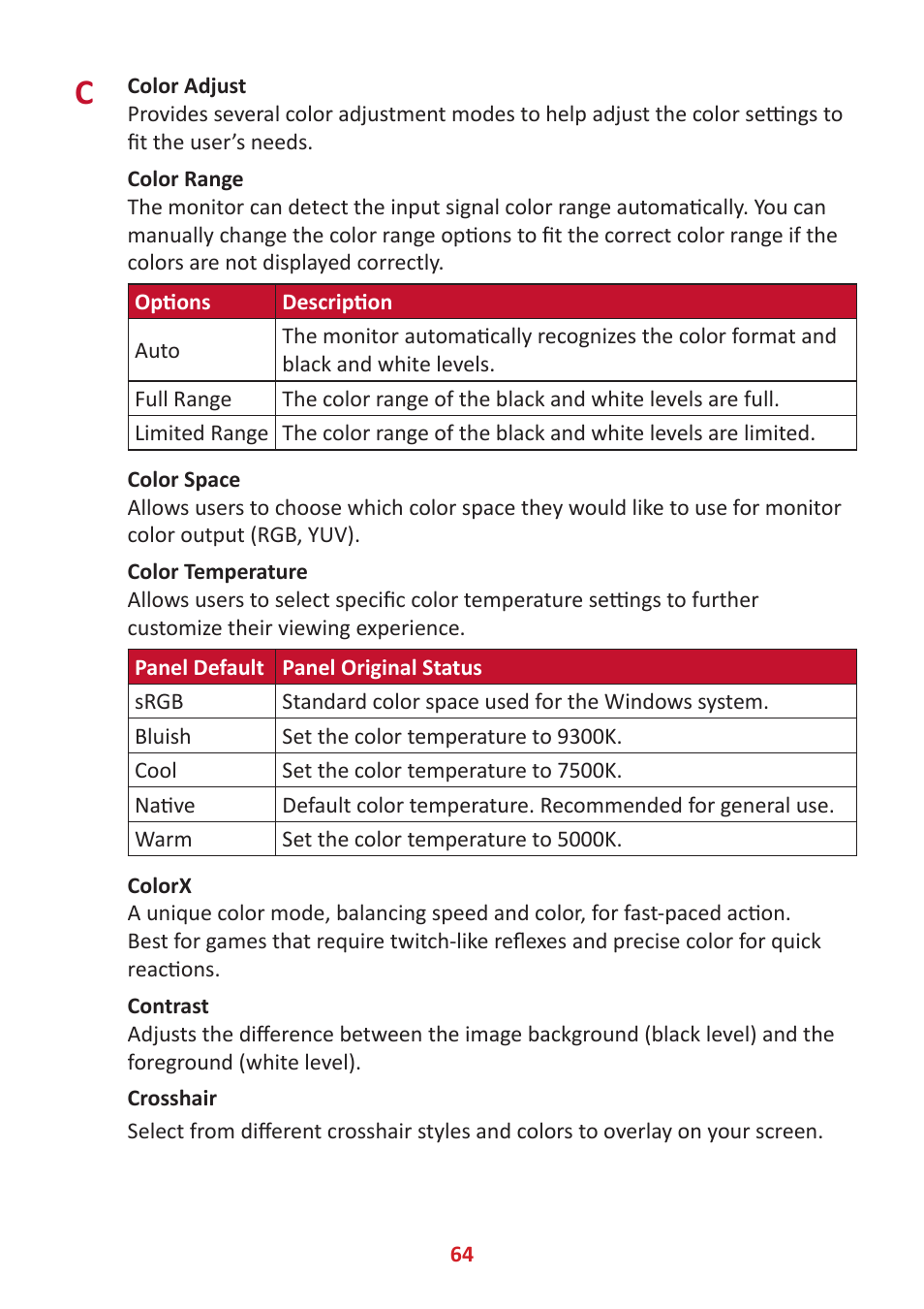 VIEWSONIC XG320U 32" 16:9 144 Hz FreeSync IPS Gaming Monitor User Manual | Page 64 / 83
