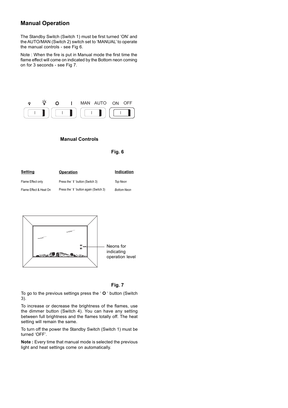 Manual operation | Dimplex SP420 User Manual | Page 3 / 8
