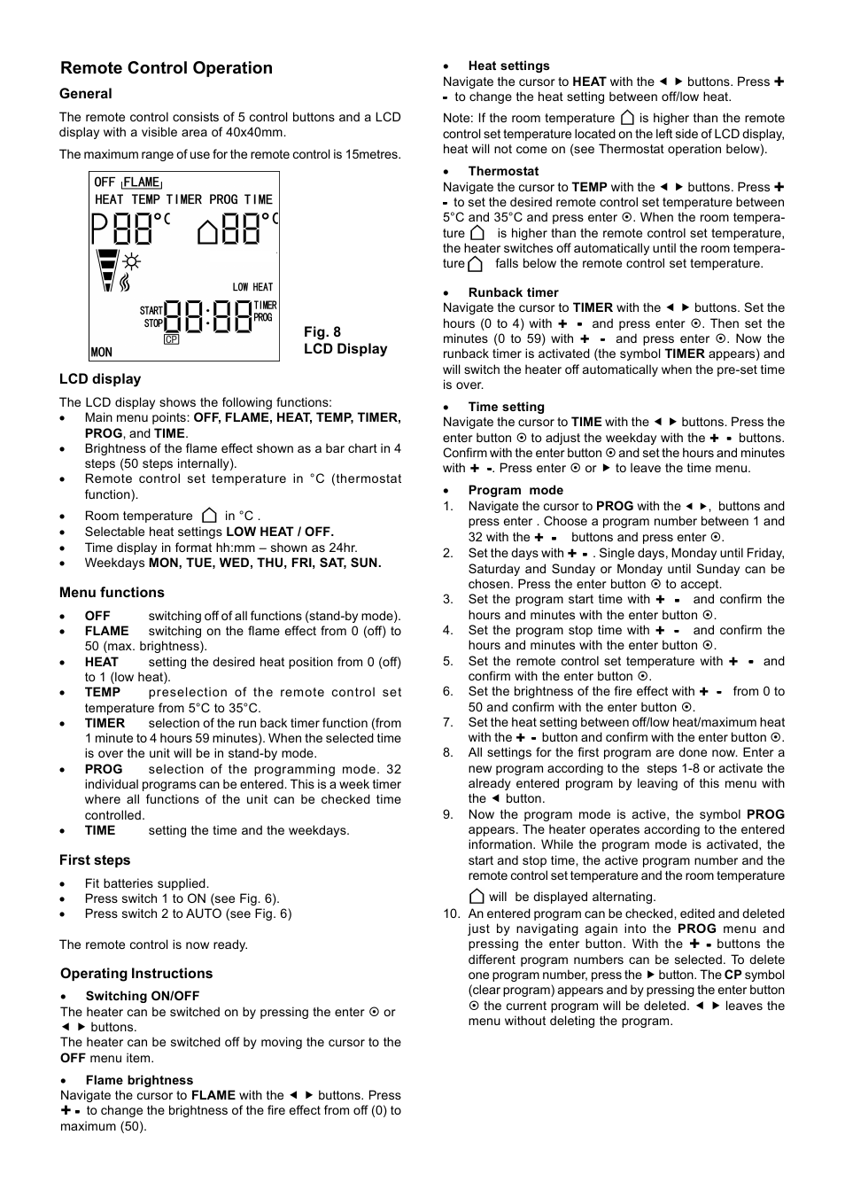 Remote control operation | Dimplex SP420 User Manual | Page 4 / 8