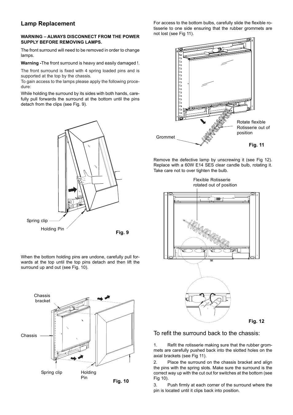 Lamp replacement | Dimplex SP420 User Manual | Page 6 / 8