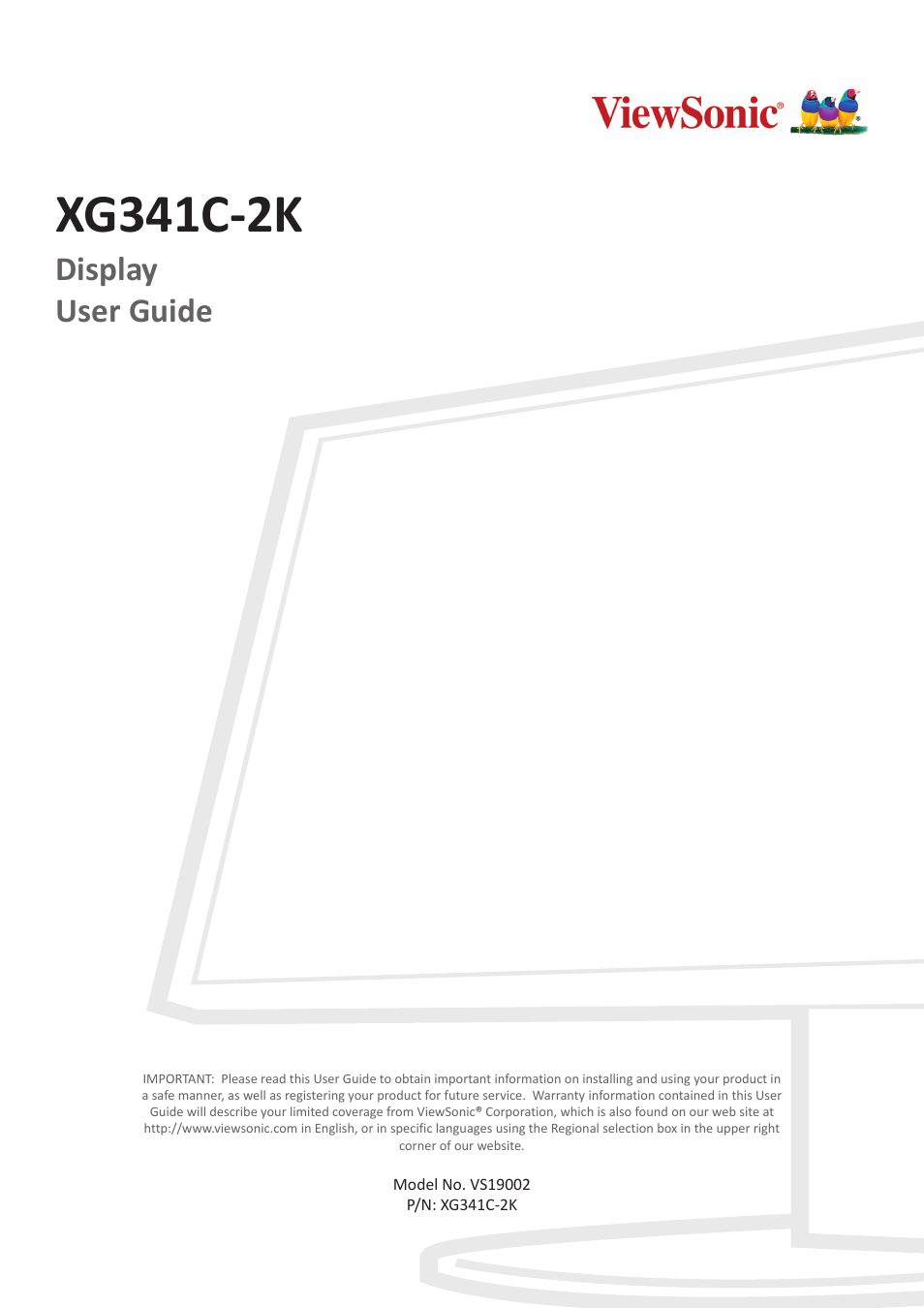 VIEWSONIC Elite XG341C-2K 34" 1440p HDR 200 Hz Curved Ultrawide Gaming Monitor User Manual | 85 pages