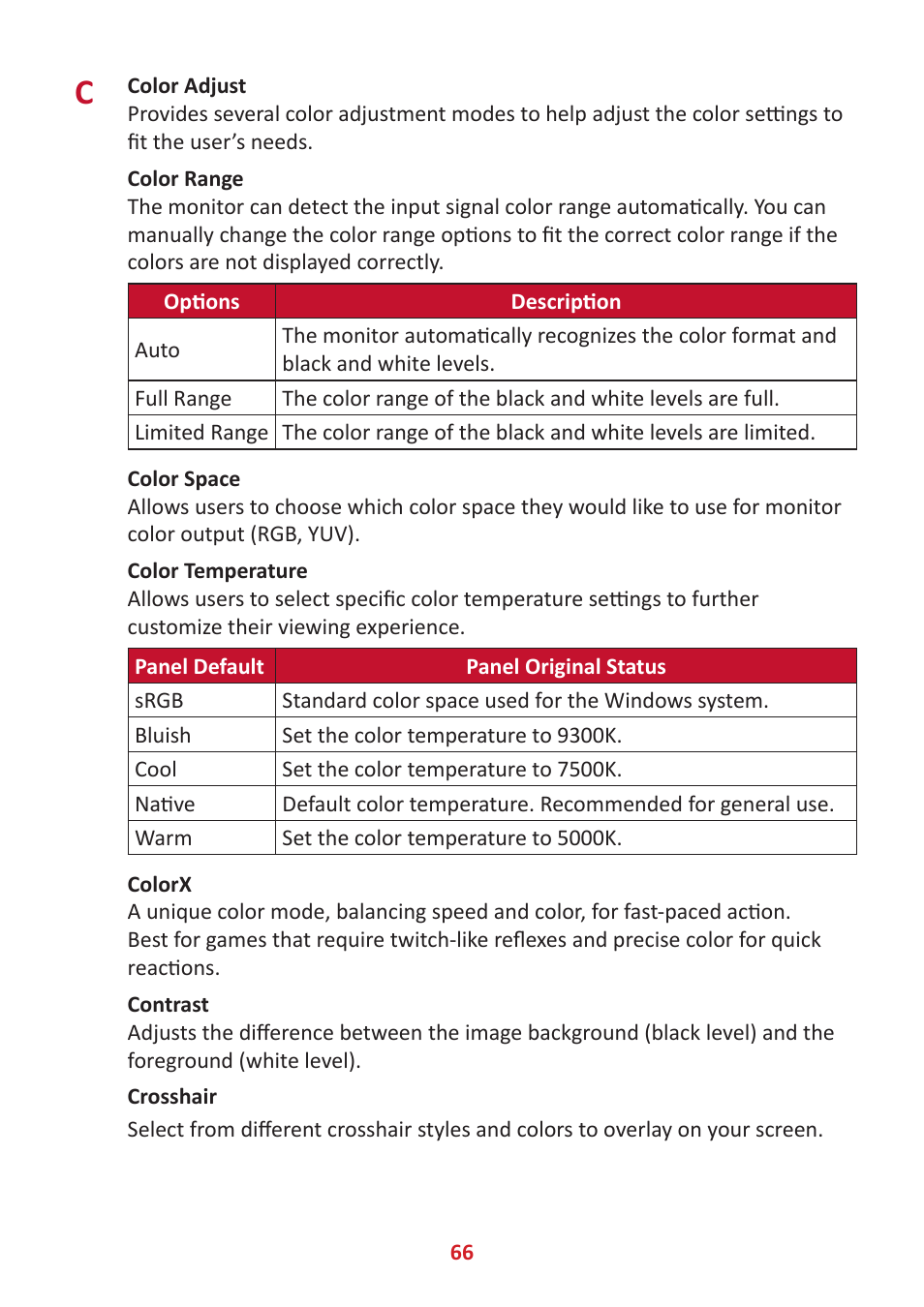 VIEWSONIC Elite XG341C-2K 34" 1440p HDR 200 Hz Curved Ultrawide Gaming Monitor User Manual | Page 66 / 85