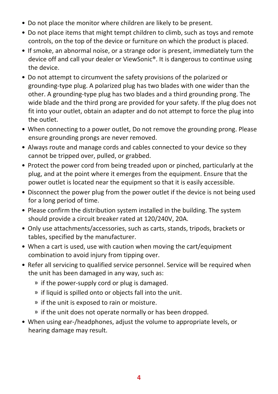 VIEWSONIC VX4381-4K 42.5" 16:9 4K HDR10 MVA Monitor User Manual | Page 4 / 49
