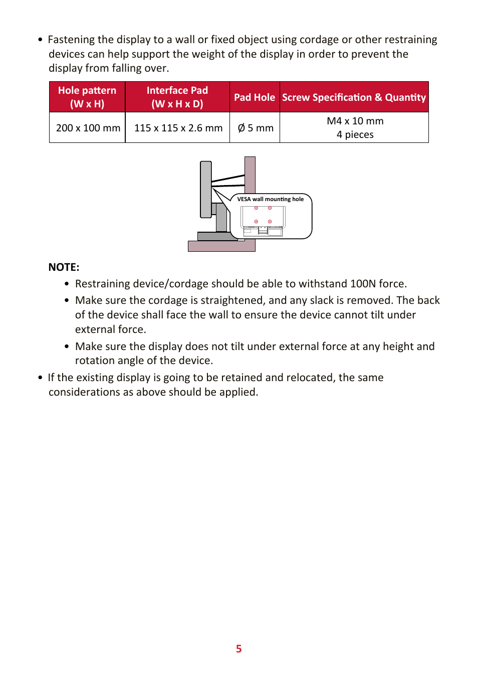 VIEWSONIC VX4381-4K 42.5" 16:9 4K HDR10 MVA Monitor User Manual | Page 5 / 49