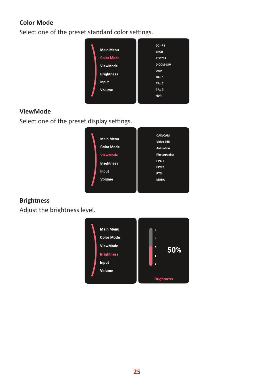 VIEWSONIC ColorPro 27" 4K HDR Monitor User Manual | Page 25 / 82