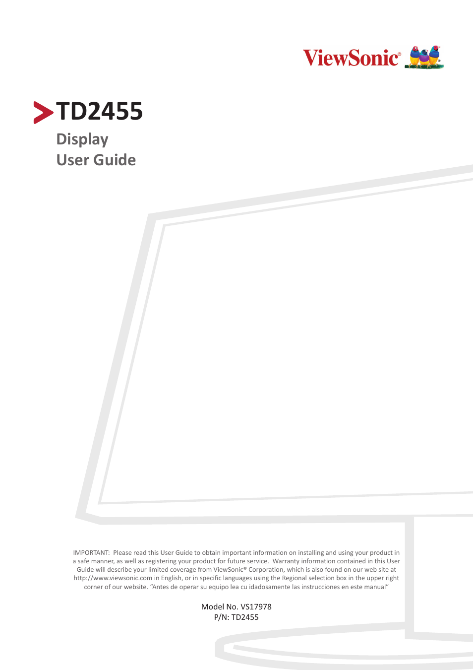 VIEWSONIC TD2455 23.8" 16:9 Multi-Touch IPS Monitor User Manual | 63 pages