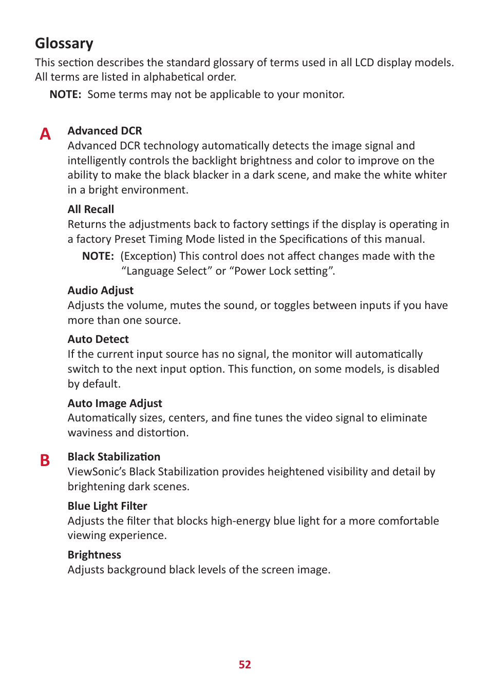 Glossary | VIEWSONIC VG2456V 23.8" Conferencing Monitor User Manual | Page 52 / 73