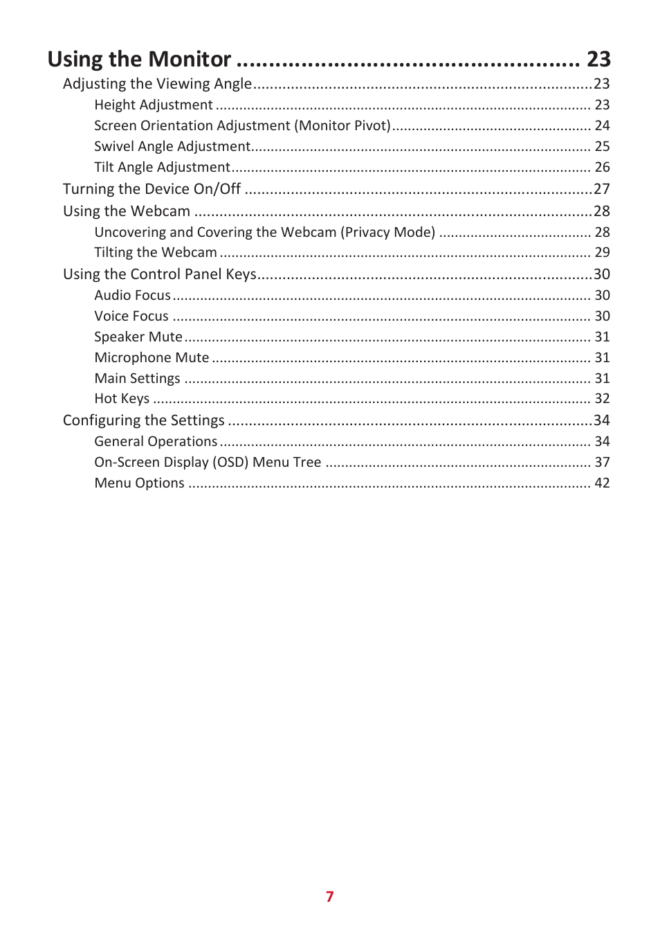 Using the monitor | VIEWSONIC VG2456V 23.8" Conferencing Monitor User Manual | Page 7 / 73