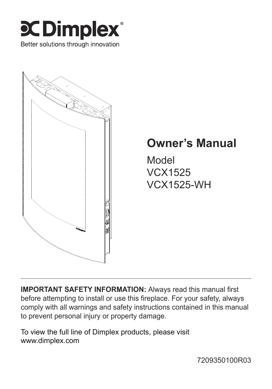 Dimplex Electric Fireplace VCX1525 User Manual | 20 pages