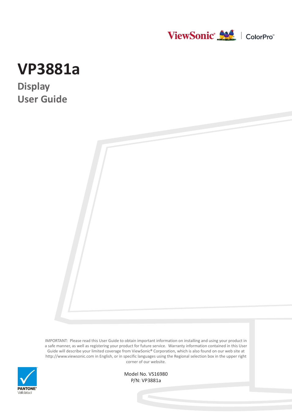 VIEWSONIC VP3881a 37.5" 21:9 4K Curved IPS Monitor User Manual | 91 pages
