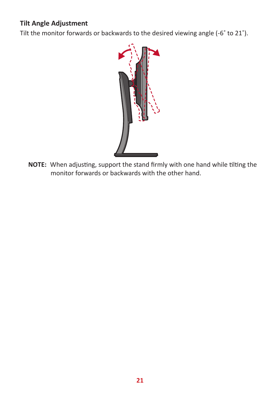 Tilt angle adjustment | VIEWSONIC VP2785-2K 27" 16:9 IPS Monitor User Manual | Page 21 / 81