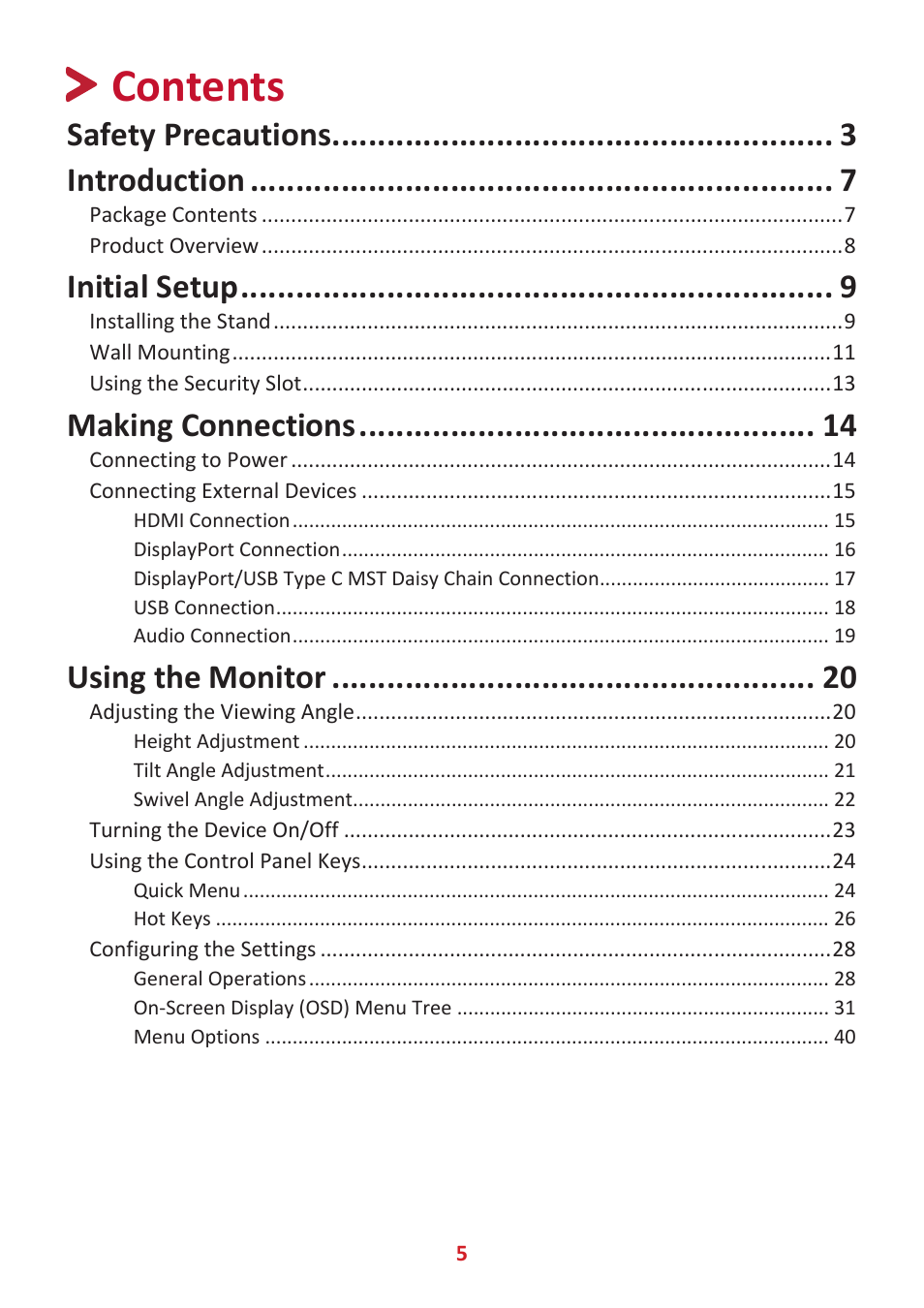 VIEWSONIC VP2785-2K 27" 16:9 IPS Monitor User Manual | Page 5 / 81